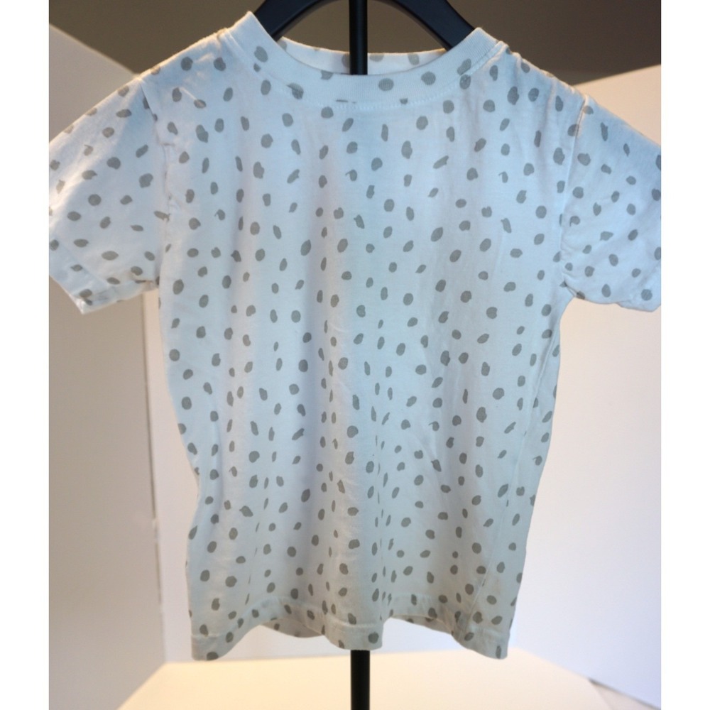 Rabbit Skins Kids White Gray Polka Dot Short Sleeve Cotton T-Shirt 3321 Size 4